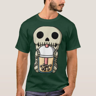 Kawaii Skeleton Halloween Boba Milk Tea Bubble Tea T-Shirt
