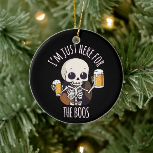 Kawaii Skeleton Halloween Oktoberfest Ceramic Ornament