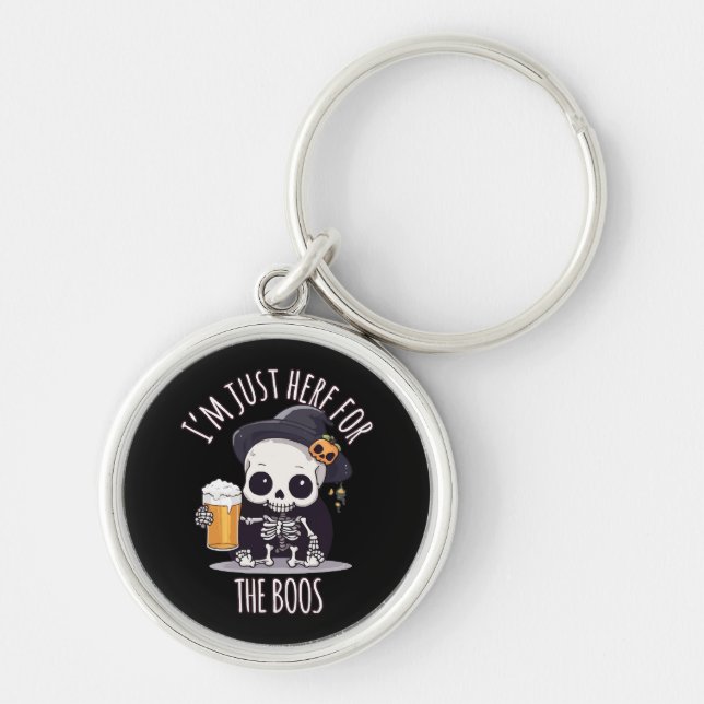 Kawaii Skeleton Halloween Oktoberfest Key Ring (Front)