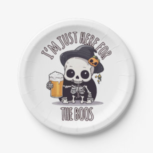 Kawaii Skeleton Halloween Oktoberfest Paper Plate