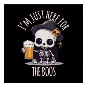 Kawaii Skeleton Halloween Oktoberfest Poster