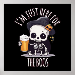 Kawaii Skeleton Halloween Oktoberfest Poster