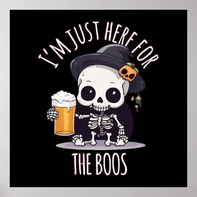Kawaii Skeleton Halloween Oktoberfest Poster (Front)