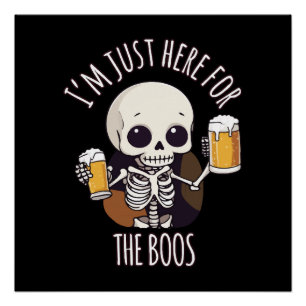 Kawaii Skeleton Halloween Oktoberfest Poster