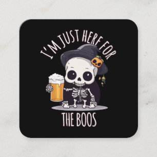 Kawaii Skeleton Halloween Oktoberfest Square Business Card