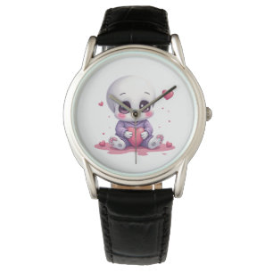 Kawaii Skeleton Holding Heart Watch