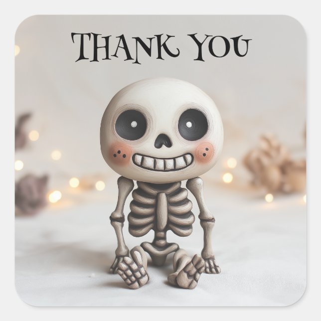 Kawaii Skeleton Thank You Stickers (Front)