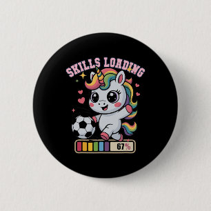 Kawaii Skills Loading 67 Soccer Unicorn Score Game 6 Cm Round Badge
