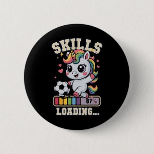 Kawaii Skills Loading Soccer Unicorn Score Women G 6 Cm Round Badge