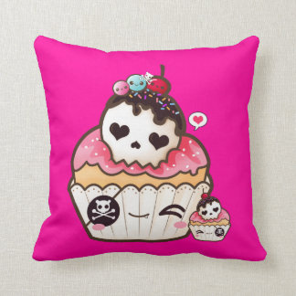 Kawaii skull cupcake cushion