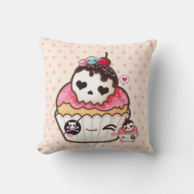 Kawaii skull cupcake cushion (Front)
