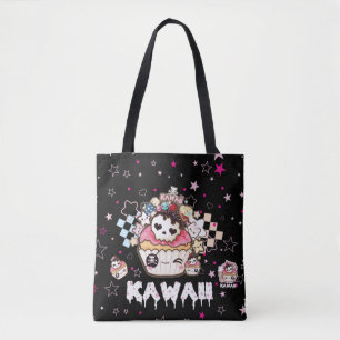 Kawaii skull cupcakes tote bag