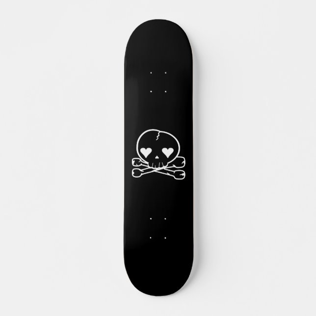 Kawaii Skull Gothic Lolita Black & Black Skateboard (Front)