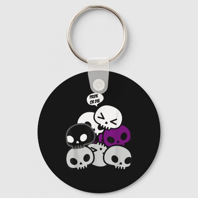Kawaii Skull Pile Cute Demiual Stuff Pride Or Die  Key Ring (Front)