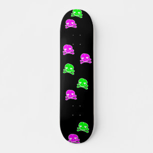 Kawaii Skulls Goth Lolita Black Pink Green Skateboard