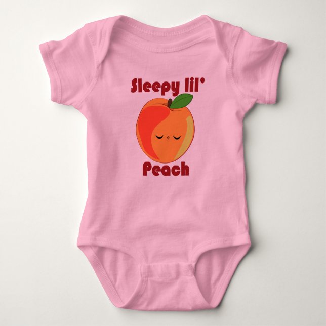Kawaii sleepy lil’ Peach infant creeper (Front)