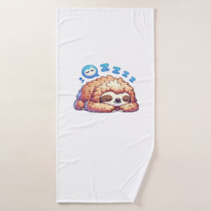 Kawaii Sleepy Sloth Napping Zzz Funny Lazy Animal Bath Towel