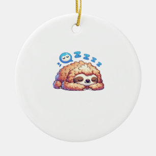 Kawaii Sleepy Sloth Napping Zzz Funny Lazy Animal  Ceramic Ornament