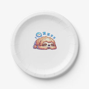 Kawaii Sleepy Sloth Napping Zzz Funny Lazy Animal  Paper Plate