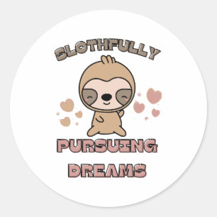 Kawaii Sloth Animal Pun Classic Round Sticker