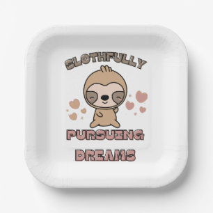 Kawaii Sloth Animal Pun Paper Plate