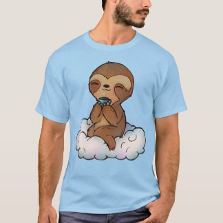 Kawaii Sloth on a Cloud with a Cocoa T-Shirt