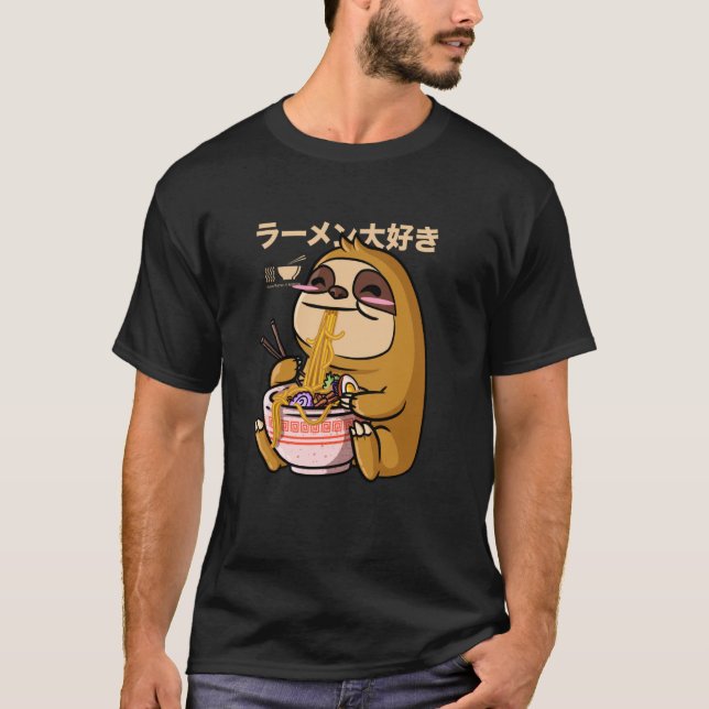Kawaii Sloth Ramen Bowl Anime Otaku Japanese Noodl T-Shirt (Front)