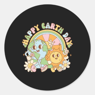 Kawaii Smile Earth Day Every Day Kids Boys Men Wom Classic Round Sticker