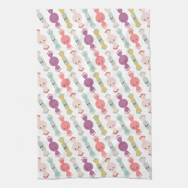 Kawaii Smiling Candy Kitchen Towel (Vertical)