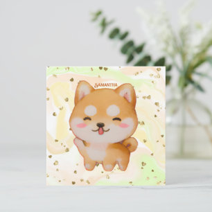 Kawaii Smiling Cartoon-Style Shiba Inu
