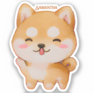 Kawaii Smiling Cartoon-Style Shiba Inu
