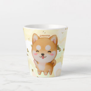 Kawaii Smiling Cartoon-Style Shiba Inu Latte Mug