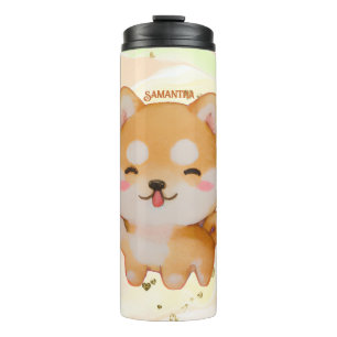 Kawaii Smiling Cartoon-Style Shiba Inu Thermal Tumbler
