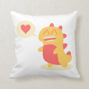 Kawaii smiling Dino talking about love Cushion