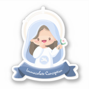 Kawaii Smiling Virgin Mary Sticker