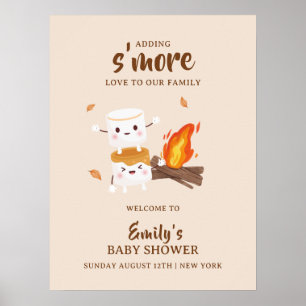 Kawaii S'more Love Campfire Baby Shower Welcome Poster