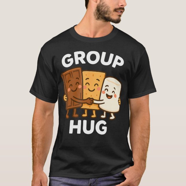 Kawaii S'Mores Campfire Group Hug Camping T-Shirt (Front)