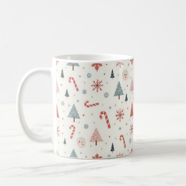 Kawaii Snowflakes pattern Coffee Mug (Left)