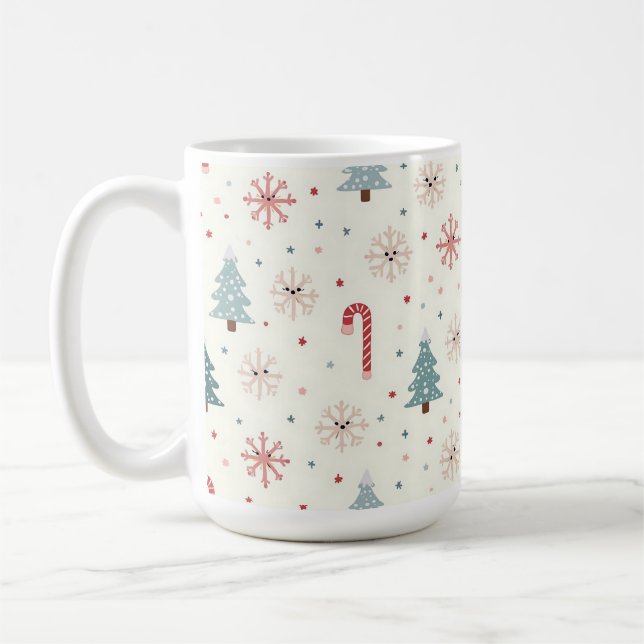 Kawaii Snowflakes pattern Coffee Mug (Left)