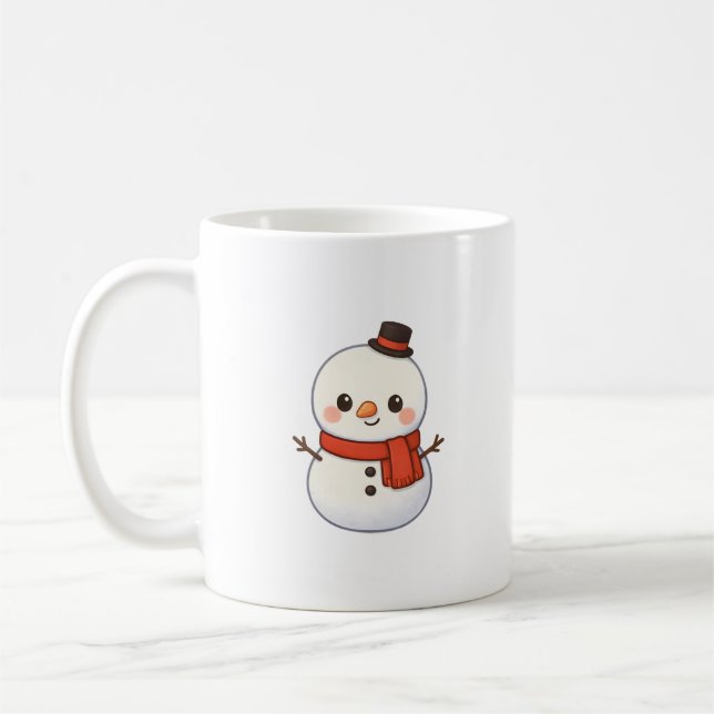 Kawaii Snowman Christmas Mug (Left)