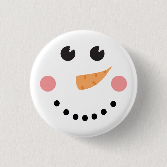 Kawaii Snowman Face with carrot nose 3 Cm Round Badge (Front)