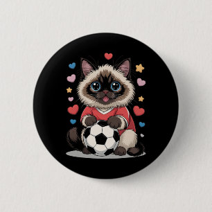 Kawaii Soccer Cat Just Girl Who Loves Birman Winni 6 Cm Round Badge