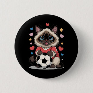 Kawaii Soccer Cat Just Girl Who Loves Birman Winni 6 Cm Round Badge