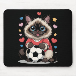 Kawaii Soccer Cat Just Girl Who Loves Birman Winni Mouse Pad
