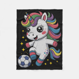 Kawaii Soccer Just Girl Who Loves Unicorns Play Ga Fleece Blanket