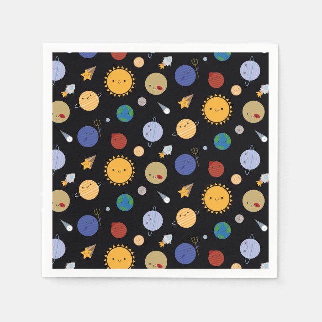 Kawaii Solar System Napkin (Front)