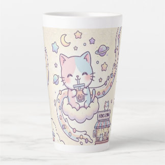 Kawaii Space Cat Drinking Boba Latte Mug 