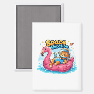 Kawaii Space Cat Vacation Design Magnet