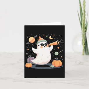 Kawaii Space Ghost Telescope Spooky Halloween Pump Card