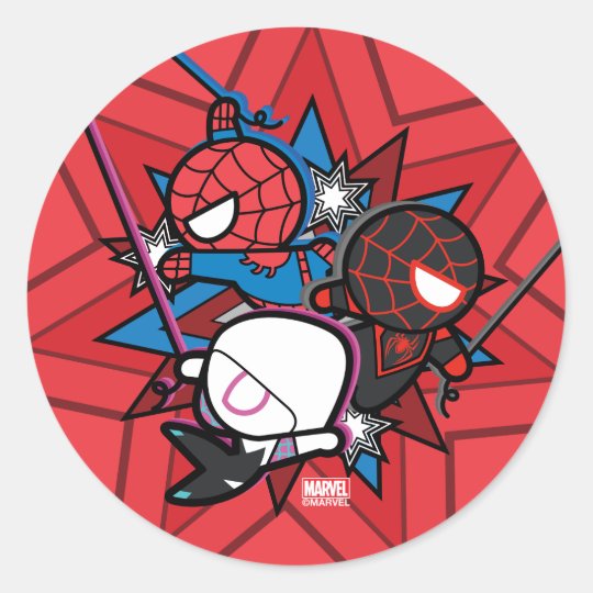 Kawaii Spider Man Ghost Spider Miles Morales Classic Round Sticker Zazzle Com Au
